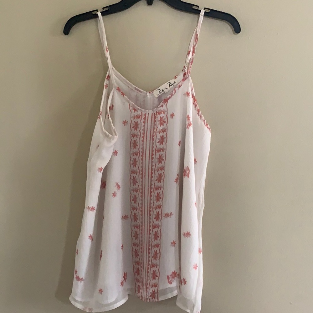 Penelope Project White and Pink tank top